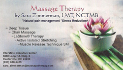 Massage Therapy by Sara Zimmerman Logo
