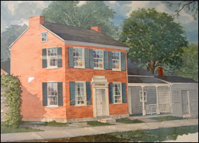 Painting of the first library building